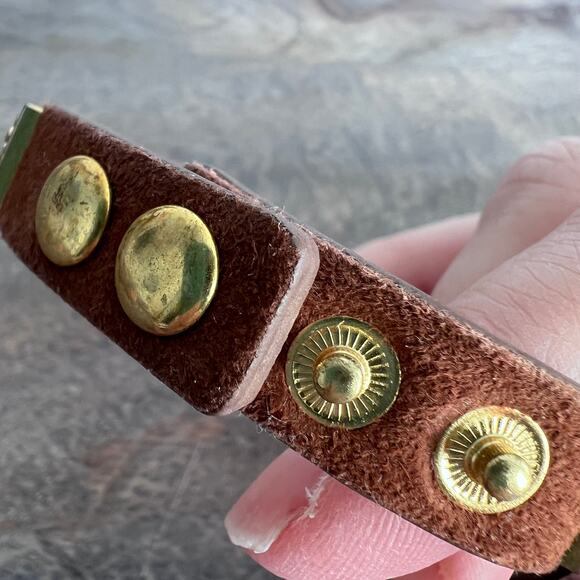 Rustic Cuff Brown and Gold Leather Adjustable Bracelet - Picture 7 of 7